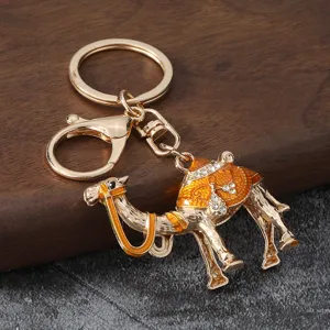 Camel metal keychain rhinestone enamel car bag pendant alloy accessory elegant gift key ring