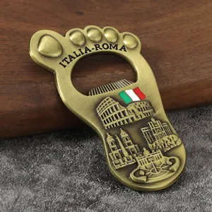 Rome Italy souvenir bottle opener fridge magnet, metal foot shaped creative novelty gift.