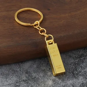 Llavero lingote de oro metal colgante ladrillo de oro creativo llavero de coche vista detalle