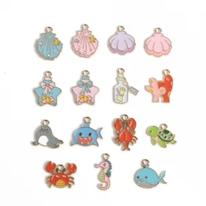 Serie Oceánica Abalorios de Aleación Accesorios de Joyería Estrella Concha Delfín Tiburón Tortuga Ballena Colgante
