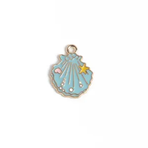 Colgante de concha esmaltada con estrella y corazón para collares y manualidades DIY.