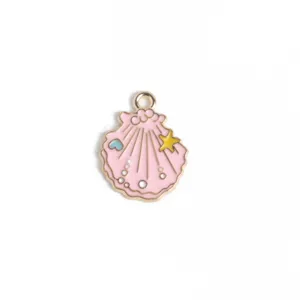 Colgante de metal con concha rosa estilo océano para collar bricolaje accesorios detalle