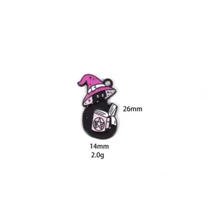 Halloween cartoon black cat witch charm metal pendant DIY necklace keychain accessory
