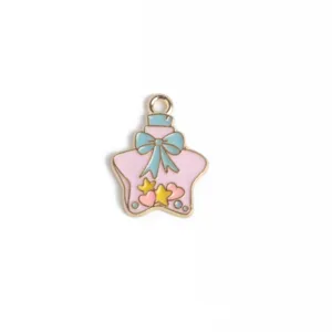 Colgante botella de estrella de aleación de zinc, dijes esmalte lazo azul para collar DIY.