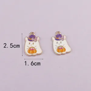 Cute Halloween ghost pumpkin enamel metal charms for DIY jewelry making and keychains