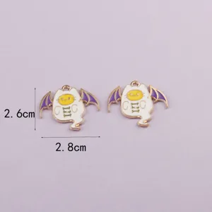 Halloween ghost bat metal enamel charms DIY jewelry making accessories pendant 2pcs