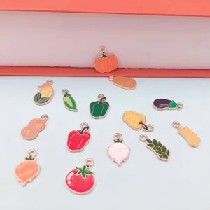 Vegetable fruit enamel charms DIY pendants for bracelet necklace keychains craft supplies
