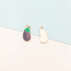 DIY enamel eggplant metal charms cute fruit pendants for bracelets necklaces keychains