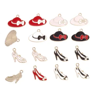 Zinklegering geëmailleerd hoed hoge hakken bedels DIY sieraden maken accessoires ketting.