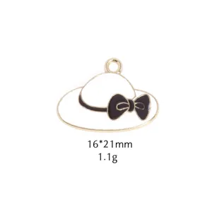 Zinklegering hoed hanger met strik geëmailleerd, DIY sieraden accessoire 16x21mm.