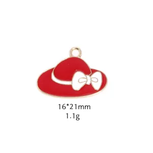 Detail emaille hoedhanger rood wit 16x21mm zinklegering DIY sieraden accessoires