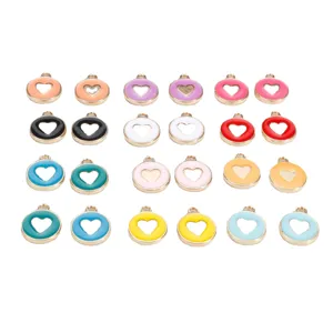DIY alloy heart charms double sided enamel pendants for necklace bracelet jewelry making