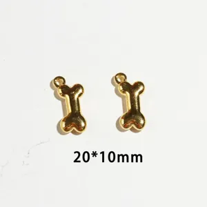 Gold bone pendant metal charms for DIY jewelry making necklace bracelet keychain 2pcs