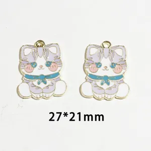 Cute anime cat alloy pendant charm for DIY necklace bracelet keychain jewelry making accessories.