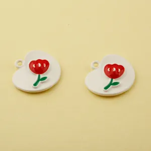 Enamel tulip flower alloy charms for DIY bracelets, necklaces and keychains jewelry making.