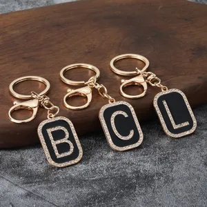Alphabet Letter Keychain Metal Rhinestone Car Backpack Pendant Accessory Minimalist Initial Key Chain Jewelry