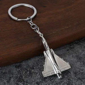 Metal airplane keychain stylish fighter jet pendant creative silver key ring for men and women