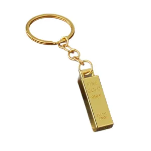 Llavero de barra de oro simulada colgante de ladrillo de oro metálico llavero de coche.