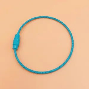 Anello portachiavi in filo blu cavo in acciaio portachiavi metallo bracciale accessorio fai