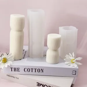 Geometrische Kolom Siliconen Kaars Mal Creatieve Streep Mal Voor DIY Handgemaakte Aromatherapie Kaars Huisdecoratie