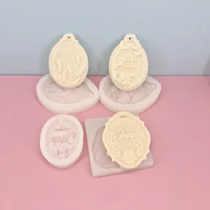Birdcage Lavender Carousel Silicone Mold DIY Hanging Tag Aromatherapy Plaster Resin Fondant Cake Decorating Tools