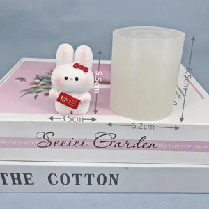 Niedliche Cartoon Kaninchen Silikonform und Figur Set für DIY Aromatherapie Gips Handwerk.