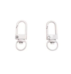 White metal swivel snap hooks for keychains, durable zinc alloy dog clips, 2 pack hardware.