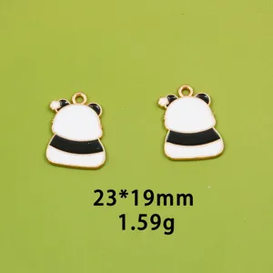 Cute black and white panda alloy charm detail view, perfect for DIY jewelry.