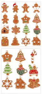 Christmas metal charms, gingerbread man and tree alloy pendants, DIY jewelry making and keychains.