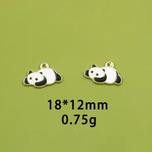 Cute black and white panda alloy charm pendant for DIY jewelry making, keychains and necklaces.
