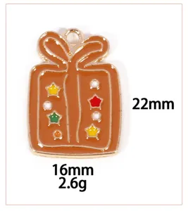 Zinc alloy Christmas gift box charm enamel pendant DIY jewelry making accessory 22x16mm