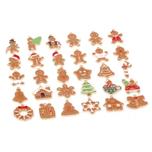 Christmas gingerbread man enamel charms set alloy DIY jewelry making pendants bulk pack
