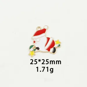 Christmas Santa Claus enamel alloy pendant charm for DIY jewelry making accessory 25mm