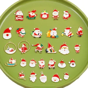 Christmas Santa Claus enamel charms alloy DIY jewelry making pendants bracelet necklace keychain