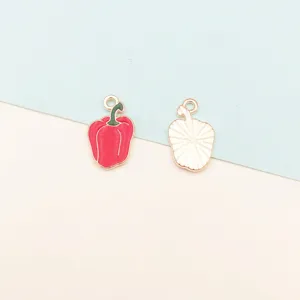 Cute enamel red pepper charms metal pendants for DIY jewelry making and bracelets