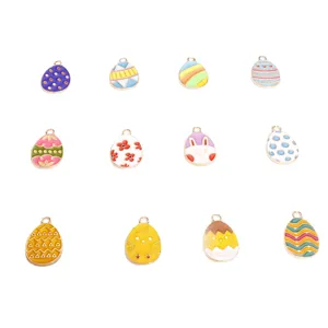 Bonitos dijes de aleación esmaltada de huevos de Pascua para collares y llaveros de bricolaje.