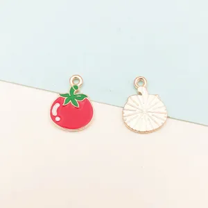 Cute tomato enamel metal charm pendant for DIY bracelet and keychain accessories main view
