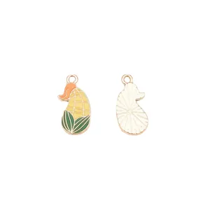 DIY enamel corn charms for bracelet making, cute metal pendant accessories for keychain craft.