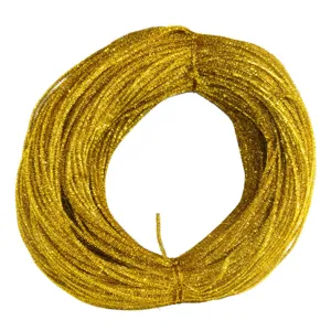 Gold metallic pipe cleaners tinsel stems curly wire for DIY crafts and Christmas decorations.