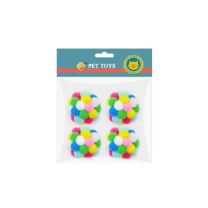 Colorful Plush Cat Toy Balls With Crinkle Sound Interactive Play Toy For Kitten And Pet Supplies