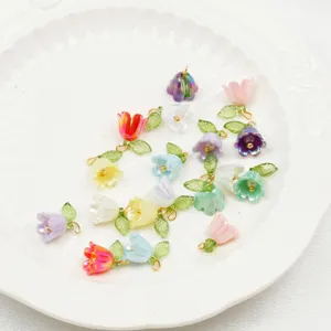 Breloques de Fleurs de Muguet en Perle Artificielle en Alliage Accessoires de Fabrication de Bijoux DIY pour Bracelet Colliers Porte-Clés Artisanat