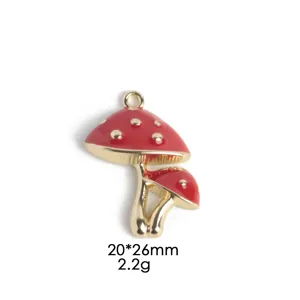 Cute red mushroom enamel charm alloy pendant for DIY necklace key jewelry making accessories