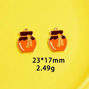 Honey pot enamel charms alloy DIY pendants for necklace keychain jewelry making 23x17mm