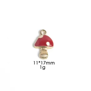 Cute red mushroom alloy pendant charm for DIY jewelry making, necklaces, and keychains.