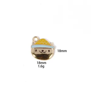 Zinc alloy cartoon animal charm detail view, metal pendant with enamel craft, size 18mm, 1.6g.