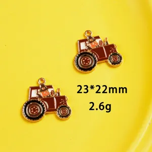 DIY enamel tractor charms thanksgiving pumpkin pendant alloy jewelry making accessories set