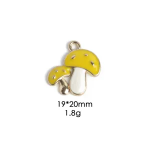Zinc alloy cute yellow mushroom charm pendant for DIY necklace key chain jewelry making.