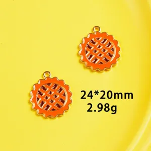 Thanksgiving enamel pie charm DIY alloy pendant cute dessert jewelry making accessory 24x20mm