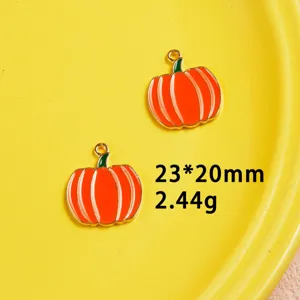 DIY enamel pumpkin charms alloy jewelry making pendants for autumn Thanksgiving crafts 23x20mm