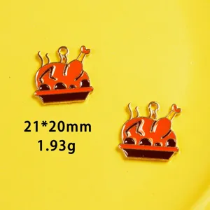 Thanksgiving turkey enamel alloy charm pendant, 21x20mm DIY jewelry making accessory.